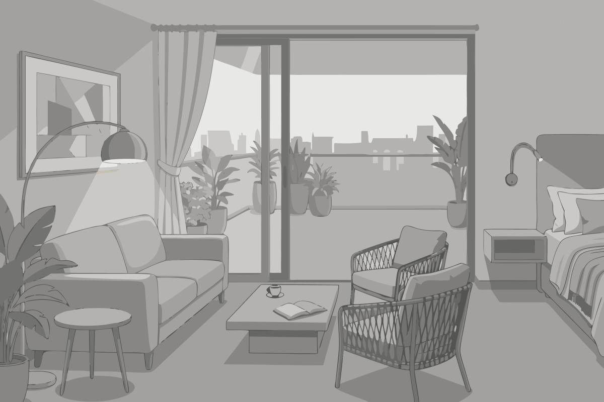 Apartamento Deluxe de 2 Quartos com Varanda